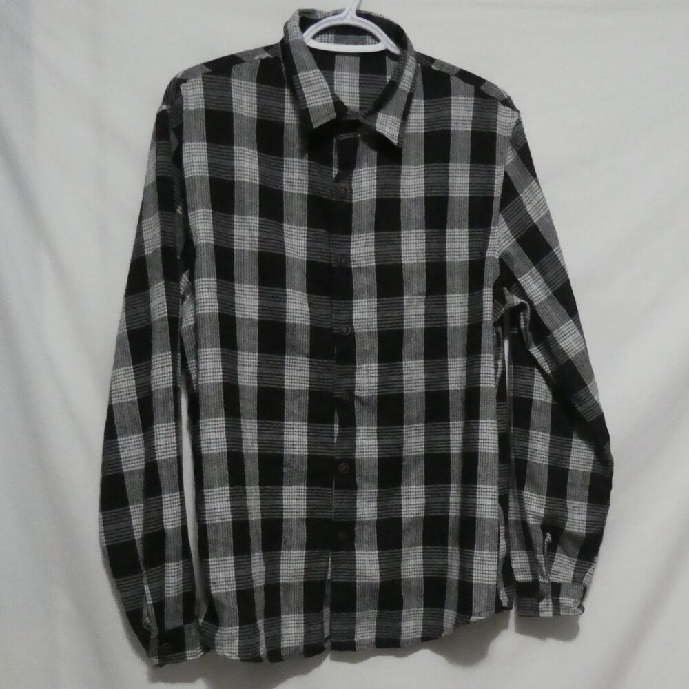 SHEIN | large | Classic Black, Grey and Grey Plaid Shirt